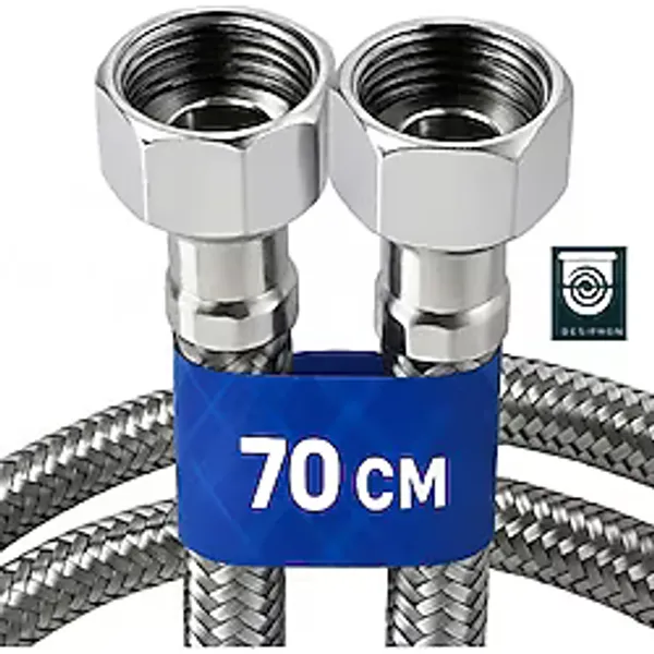 DESIPHON 70 Cm Paslanmaz Çelik Örgülü Flex Hortum - 3/8"x3/8" Klozet & Taharet Musluğu Bağlantı Hortumu