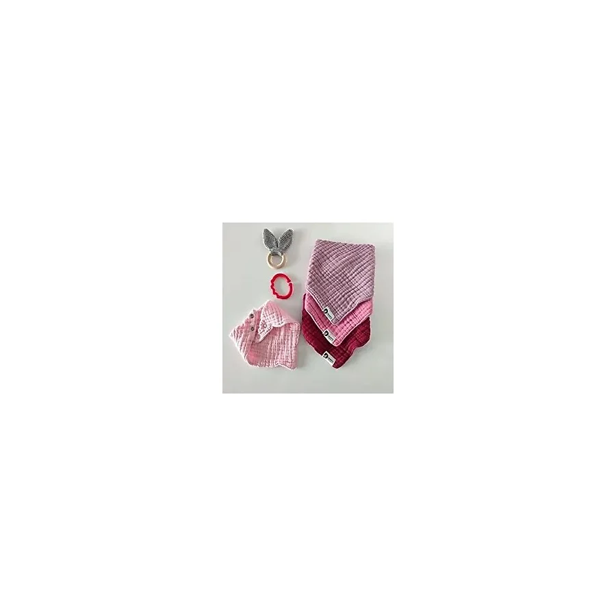 Destiny Hometex Pamuklu 8 Kat Muslin Kumaş Üç Çıtçıtlı 4'lü Bebek Mama Önlüğü/ağız Mendili - Standart - Çok Renkli