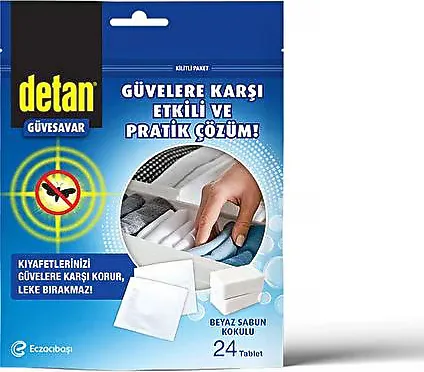 Detan Beyaz Sabun Kokulu Güvesavar 24 Tablet