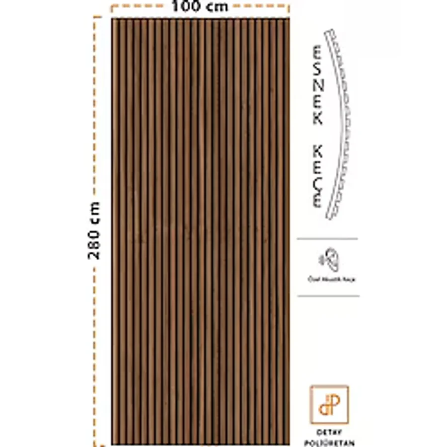 Detay Poliuretan Mdf Ahşap Akustik Duvar Paneli 100 x 280 cm ( Barok )