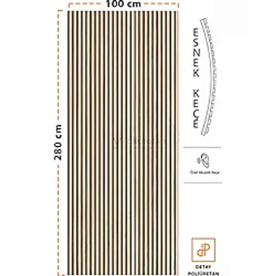 Detay Poliuretan Mdf Ahşap Akustik Duvar Paneli 100 x 280 cm ( Natural Meşe ) - Naturel