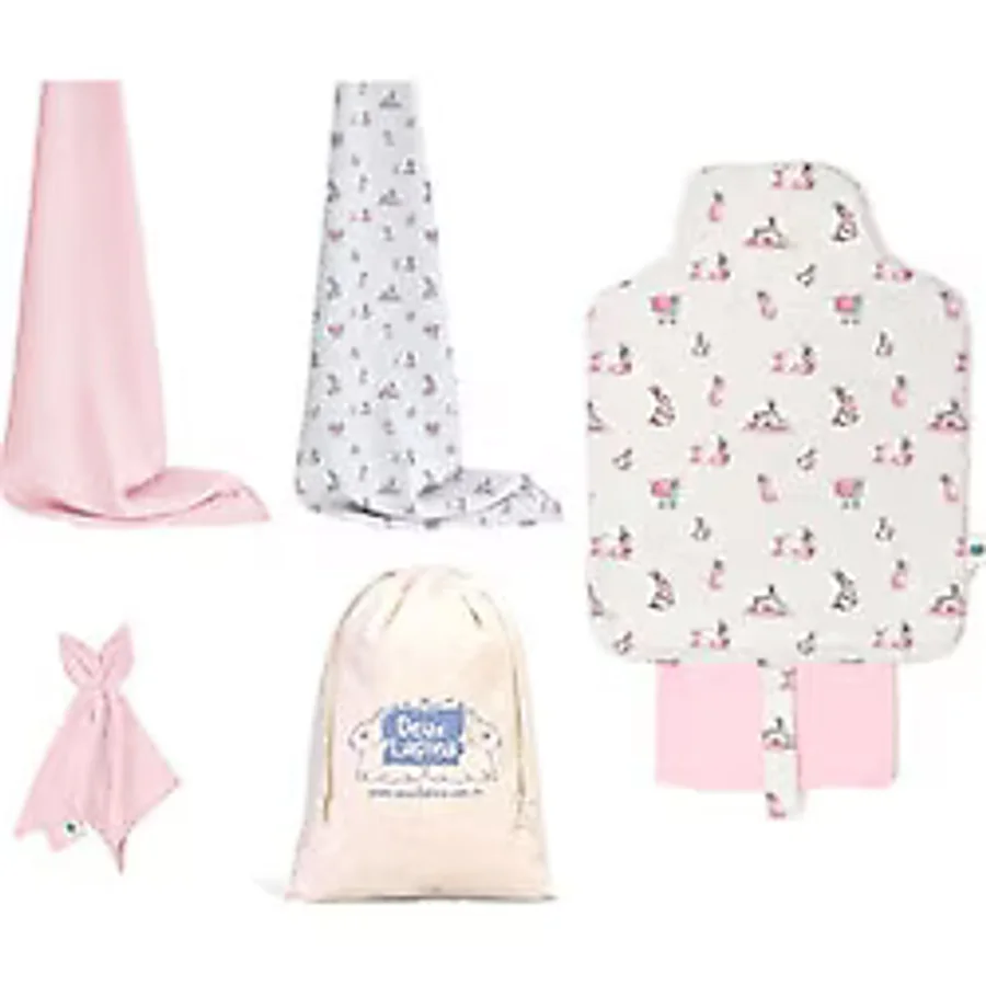 Deux Lapins %100 Bebe Lapin Rose Küçük Kız Bebek Hediyelik Seti - Pembe