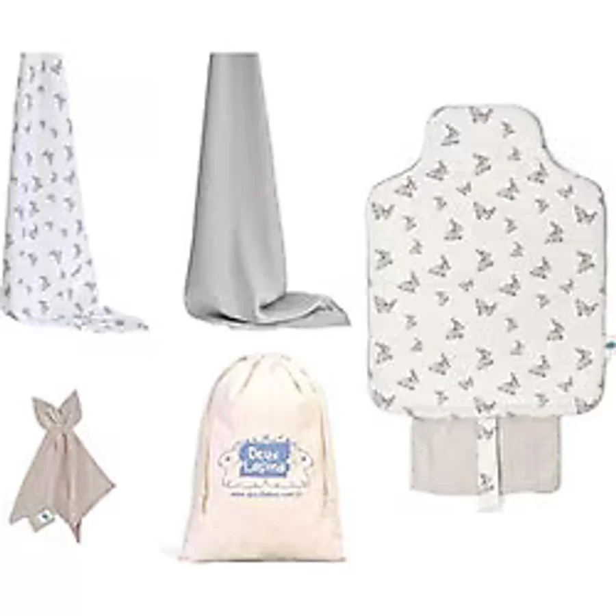 Deux Lapins %100 Pamuk Iconique Lapin Küçük Unisex Bebek Hediyelik Seti - Gri