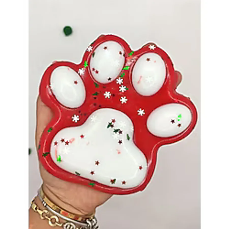 Dev Pati Squishy Taba Squishy Kedi Pati Sıkma 14 cm Pullu Pati Sukuşi - Kırmızı/Beyaz
