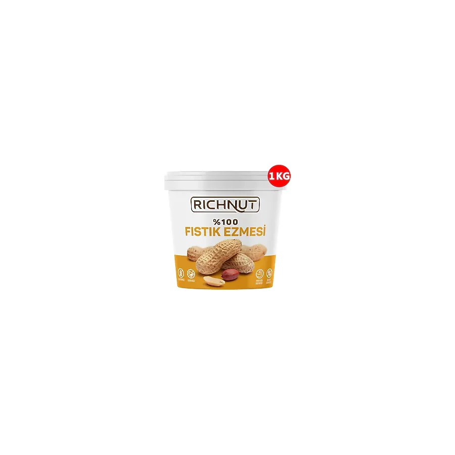 Deva Çiftliği Richnut %100 Fıstık Ezmesi 1 kg Katkısız Lezzet ile Sağlıklı Atıştırmalık Seçeneği