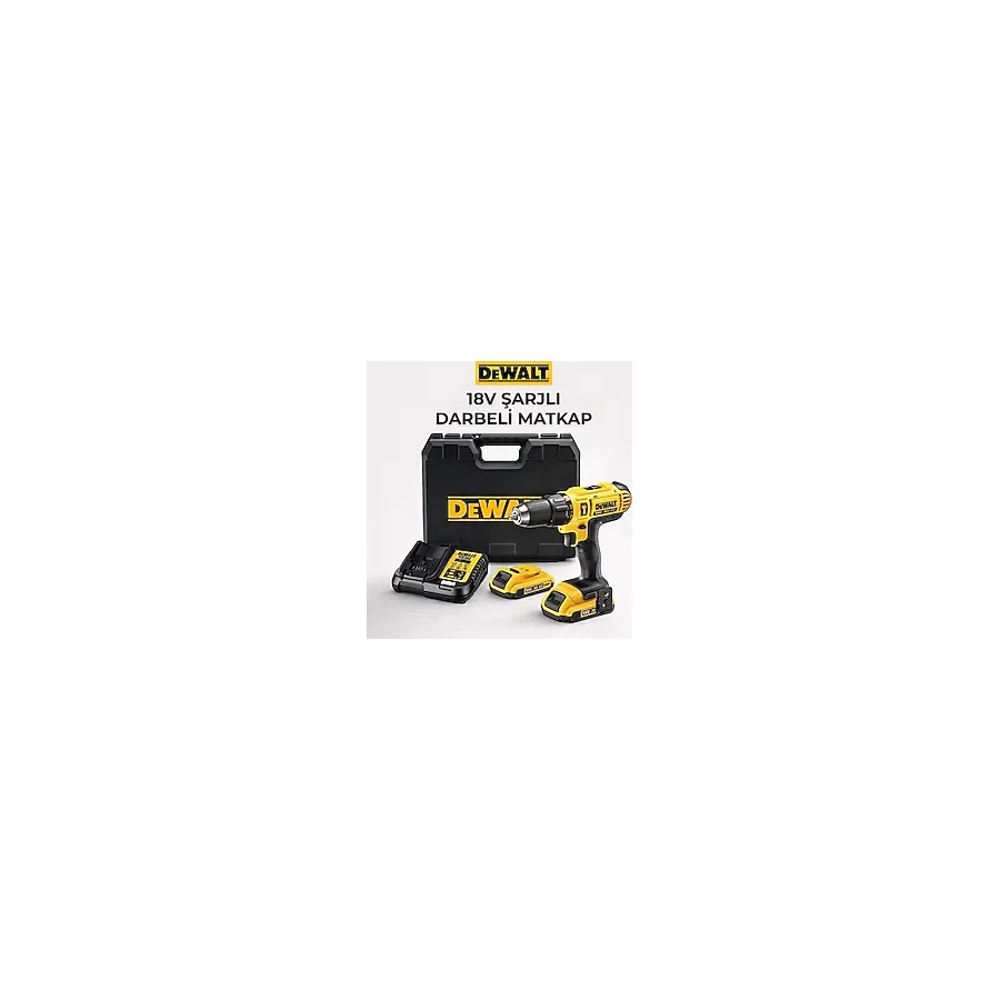 Dewalt DCD776D2-TR 18V 2.0 Ah Li-Ion Şarjlı Darbeli Matkap 13 mm Mandren 42 Nm Tork Kömürlü, Çift Akülü Taşıma Çantalı