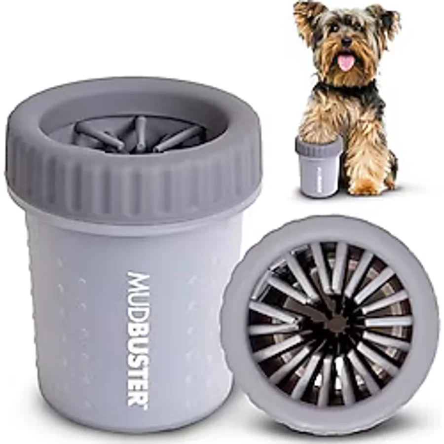 Dexas mudbuster taşınabilir köpek pençe yıkayıcı/pençe temizleyici, küçük, açık gri