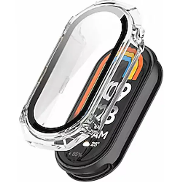 Dexmon Xiaomi Mi Band 8 Mi Band 9 Uyumlu Kasa Ekran Koruyucu 360 Tam Koruma Sert Ince Şeffaf