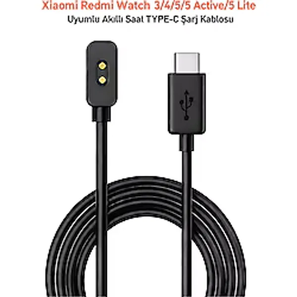 Dexmon Xiaomi Redmi Watch 3/4/5/5 Active / 5 Lite Uyumlu Akıllı Saat TYPE-C Şarj Aleti Kablosu