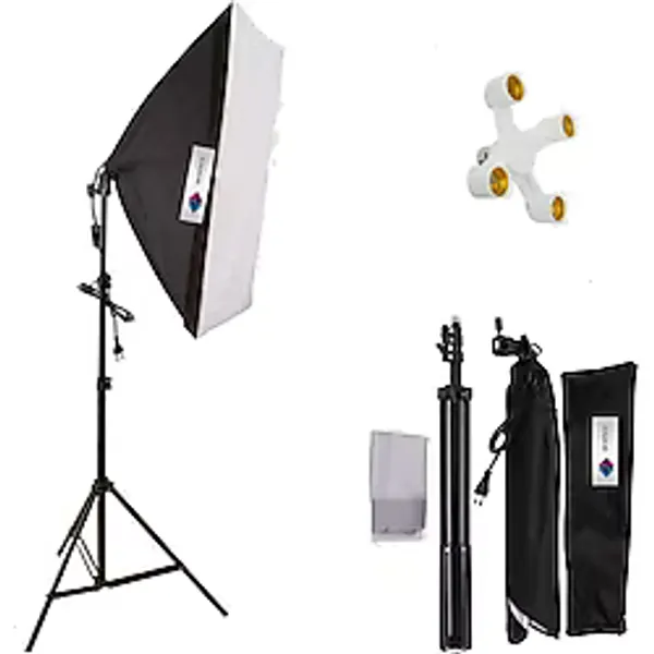 Deyatech Dyatech 50x70cm Softbox 4 Duylu Tekli Sürekli Işık Seti 50x70 4 Duylu Softbox Foto Video Işık