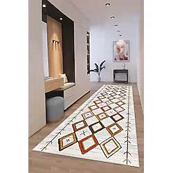 df home Kesme Yolluk Koridor Hol Antre Giriş Halısı Dijital Baskı Yıkanabilir Kaymaz Taban 3483