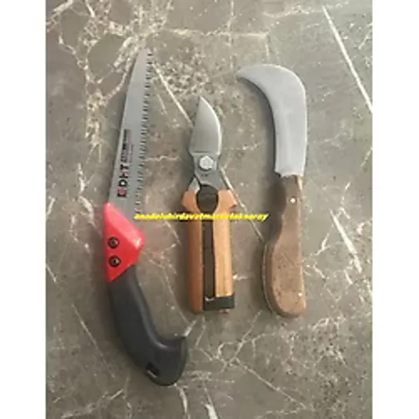 Dht Budama Testeresi 34CM Brc Aşı Bıçağı Bağ Budama Çakısı Budama Makası 3lü Set - 34CM 26CM 21CM