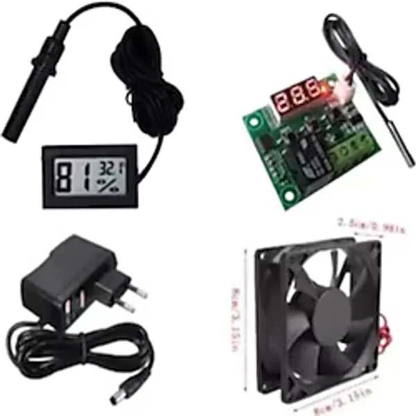 diasithalat Termostat Fan Adaptör Nem Cihazı Higrometre Kuluçka Seti