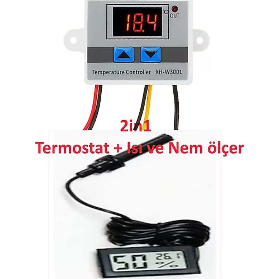 diasithalat W3001 220v Termostat Nem Ölçer, Higrometre, Kuluçka Seti, Kuluçka Makinesi