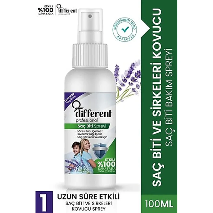 DİFFERENT PROFESİONAL Bit ve Sirke Kovucu/Koruyucu Lavanta Yağlı Saç Spreyi 100 ml
