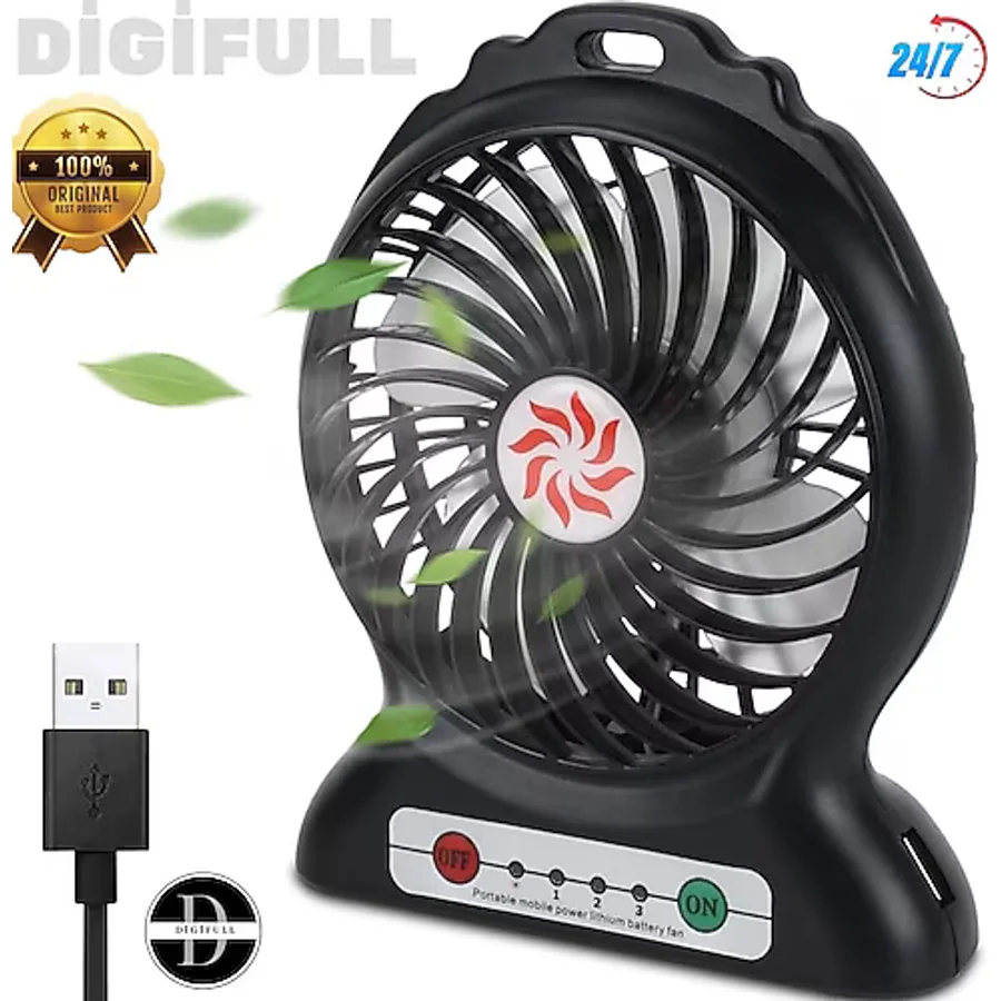 DİGİFULL 3 Kademeli Masa Üstü Ve Araç Şarjlı Mini Vantilatör Fan Pervane