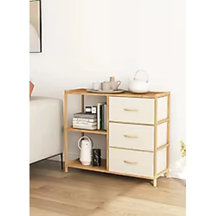 Digithome Bambu 2 Raflı 3 Çekmeceli Dolap Çok Amaçlı Düzenleyici Organizer Şifonyer DB-0017