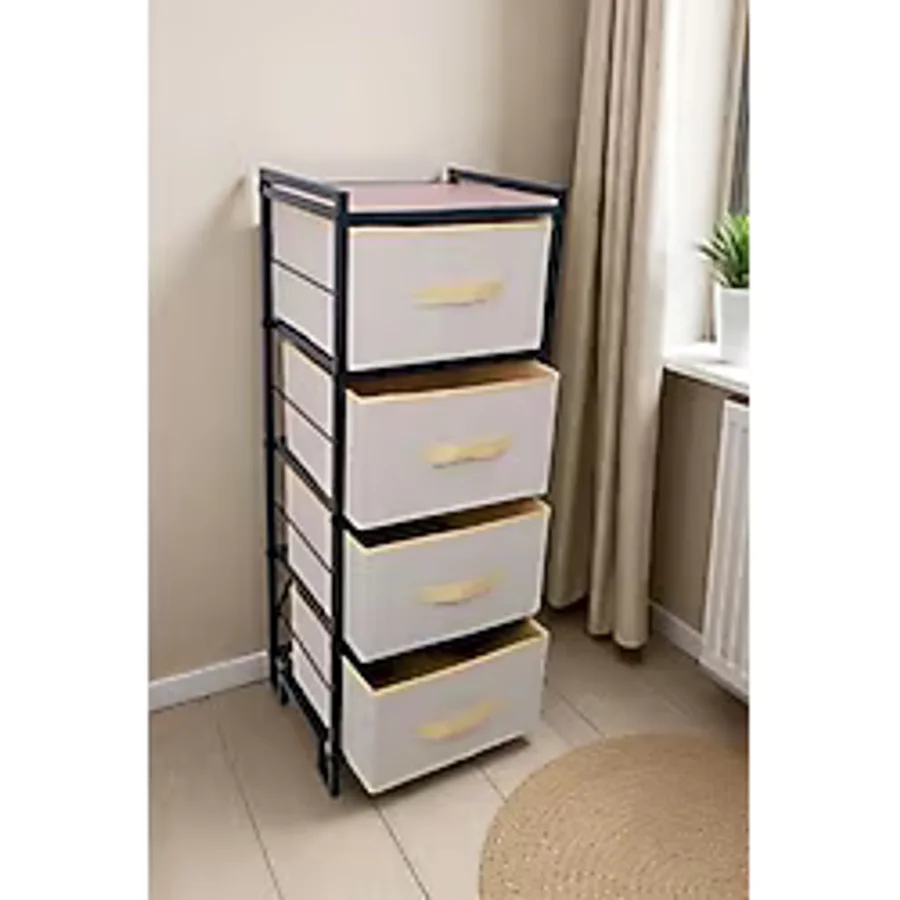 Digithome Metal 4 Çekmeceli Dolap Organizer Çok Amaçlı Düzenleyici Şifonyer Siyah MRS-021