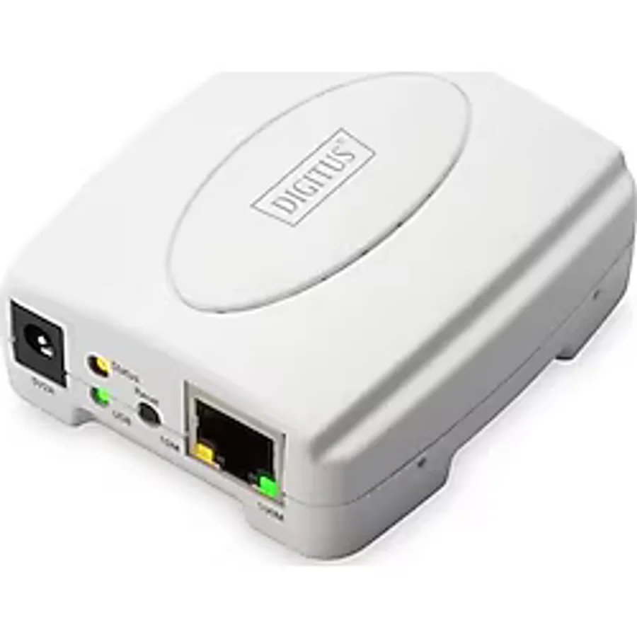Digitus 1 Port Fast Ethernet Print Server, 1 X Usb 2.0 Port, 1 X Rj45Digitus Usb Print Server, 1-Port 1X Rj45, 1X Usb A, Usb 2.0