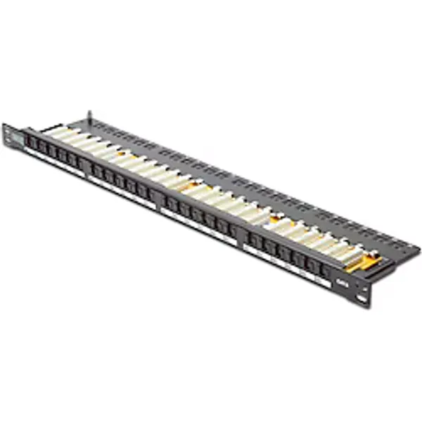 Digitus 19" 24 port Cat-6 UTP Patch Panel, 8P8C, LSA, 0,5U boyut, tozdan korumak için kapaklı,