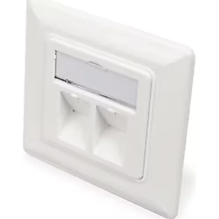 Digitus Keystone Jack Takmak Icin 2'Li Priz (50/50 Mm) Cercevesi (80/80 Mm), Tozdan Korumak Amaciyla Kapakli