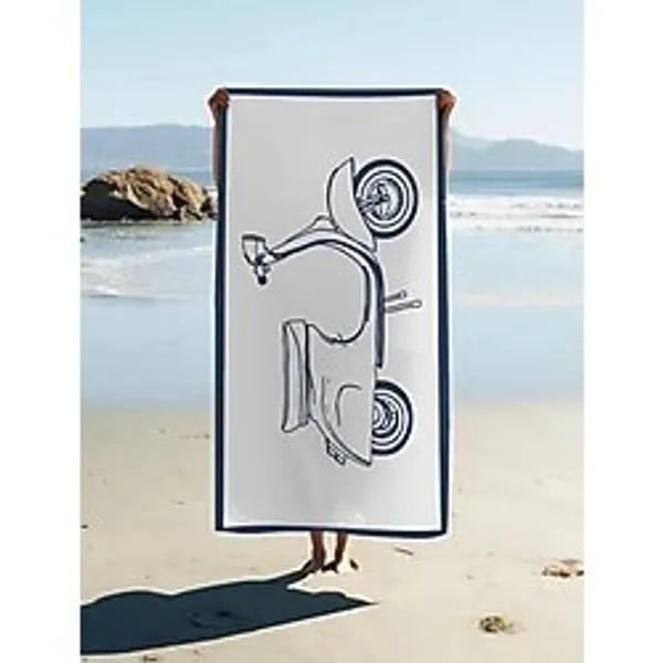 Dijital Baskı Plaj Deniz Havlusu Scooter Desenli Peştamal Hvl0008 Renkli 80 X 160