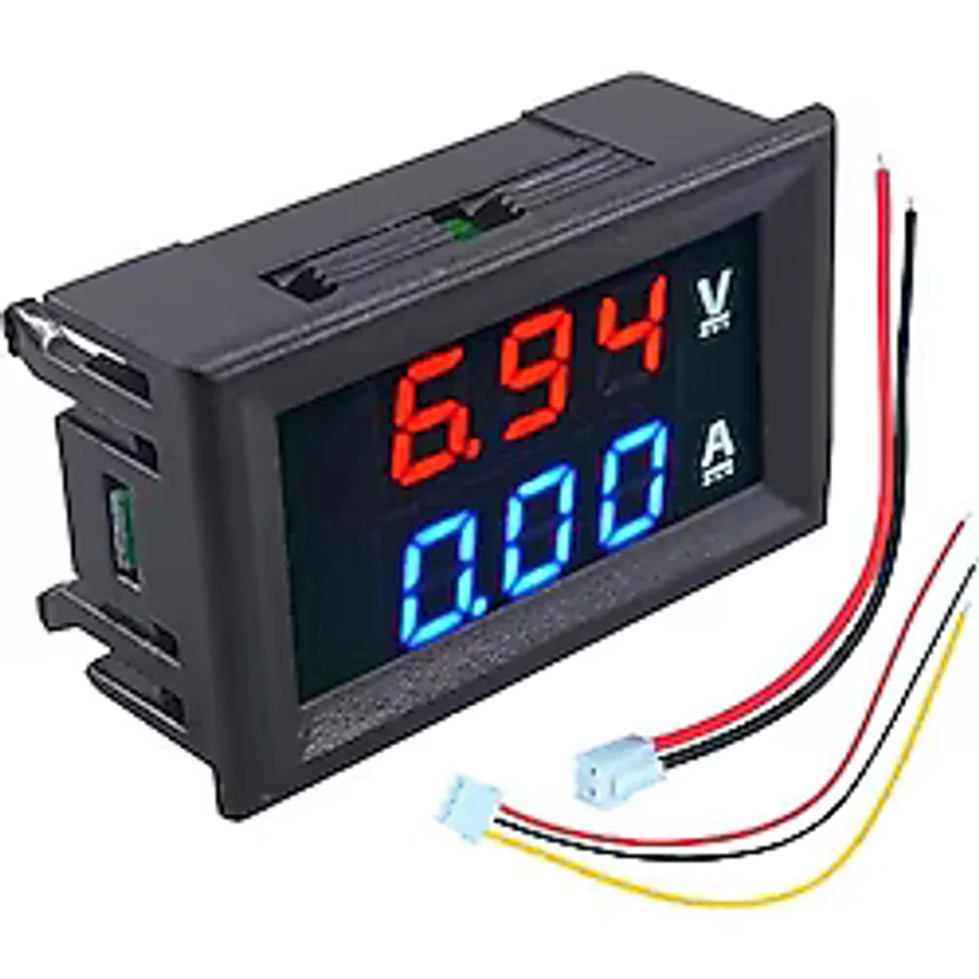 Dijital Dual Voltmetre Ampermetre Volt Akım Ölçer Dc 0-100V 10A Kırmızı-Mavi Led