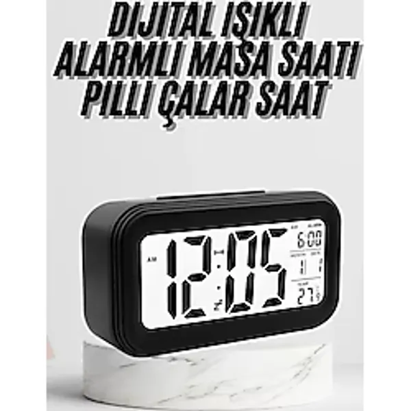 Dijital Masa Saati Termometre Takvim Led Ekran Pilli Ev Ofis Masası