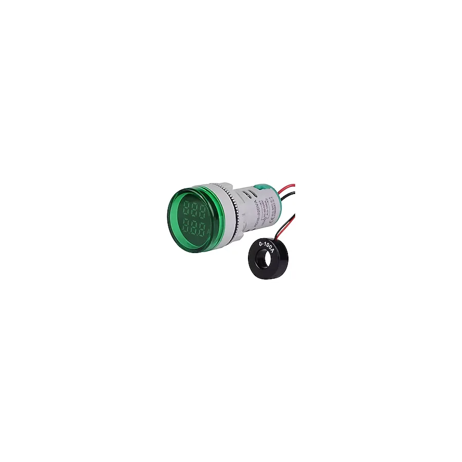 Dijital VoLTmetre - Ampermetre Ac 50-500V 0-100A - Yeşil
