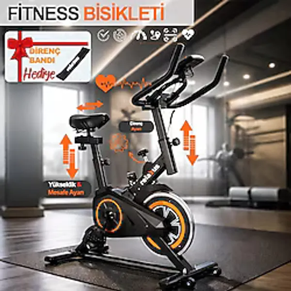 Dikey Ev Fitness Bisikleti LED Ekran Kardiyo Egzersiz Aleti Spinning Bike Nabız Direnç Lastiği Hediye