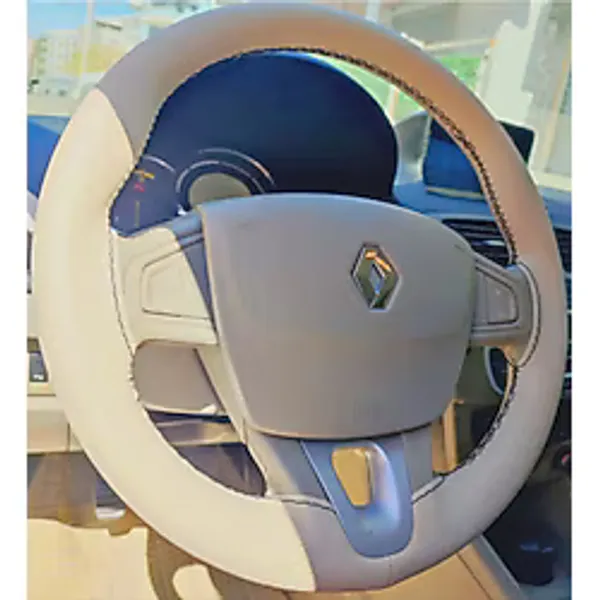 DİKİŞLİ DİREKSİYON KILIFI BEJ DERİ SİYAH DİKİŞLİ RENAULT FLUENCE İÇİN