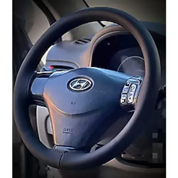 DİKİŞLİ DİREKSİYON KILIFI İTHAL SİYAH DERİ SİYAH DİKİŞLİ HYUNDAİ ERA İÇİN