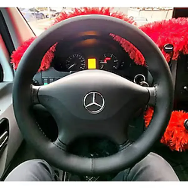 DİKİŞLİ DİREKSİYON KILIFI SİYAH DERİ SİYAH DİKİŞLİ MERCEDES SPRİNTER 2015 SONRASI İÇİN