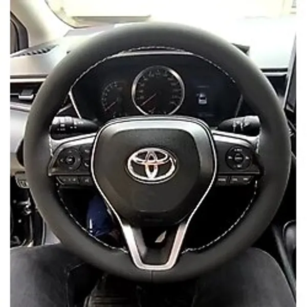 DİKİŞLİ DİREKSİYON KILIFI SİYAH GRİ DİKİŞLİ TOYOTA COROLLA YENİ DİREKSİYON İÇİN