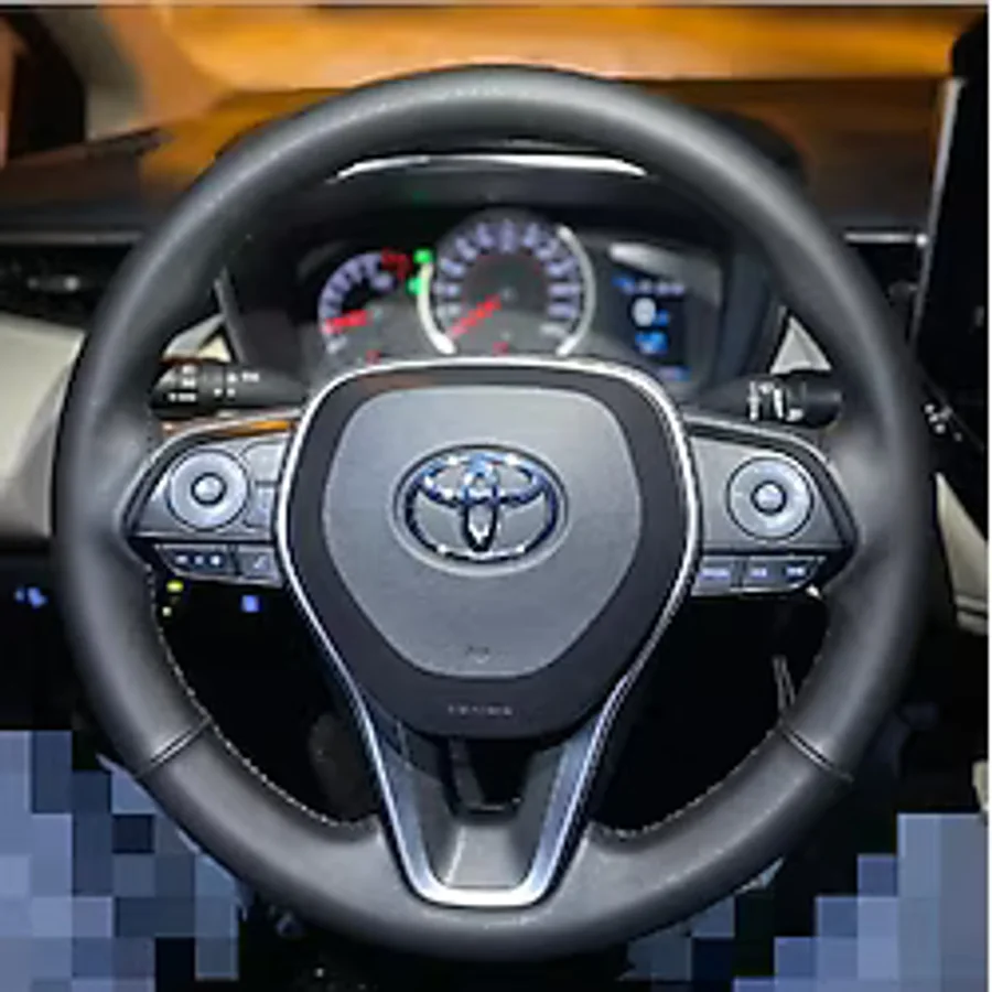 Dikişli Direksiyon Kılıfı Soft Düz Yüzeyli Deri Parçalı Siyah Dikiş Toyota Corolla 2019 Sonrasi İçin