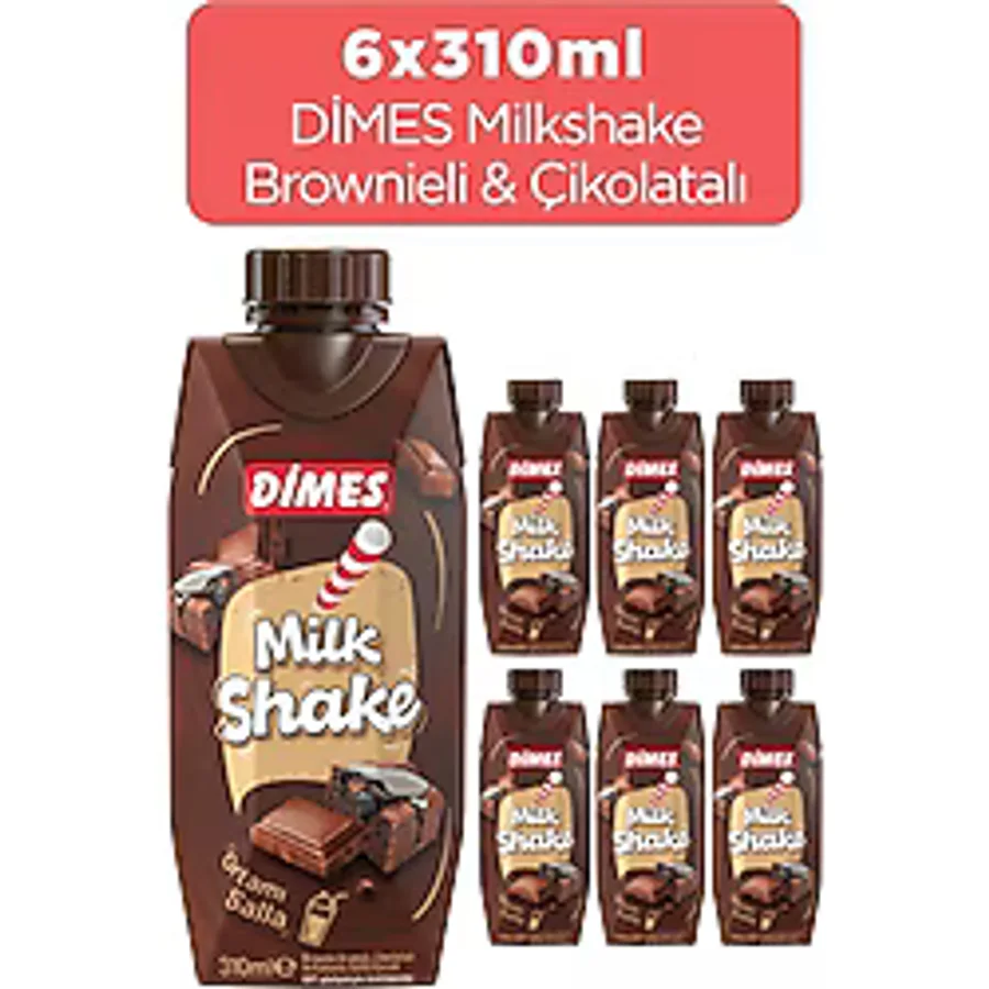 Dimes Brownie Aromalı Çikolatalı Milkshake 310 ml 6'lı