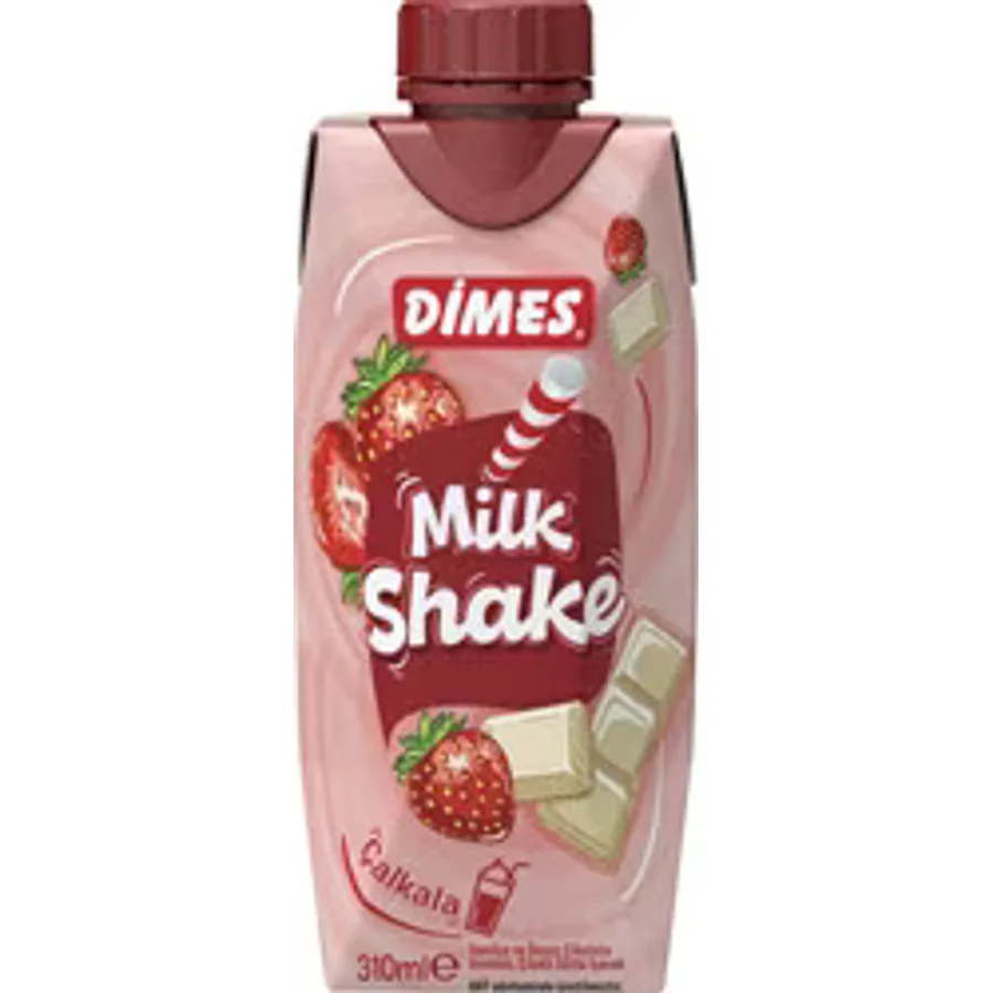 Dimes Vanilya ve Beyaz Çikolata Aromalı Çilekli Milkshake 310 ml