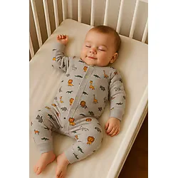 dinamik çocuk Erkek Bebek Aslan Zürafa Baskılı Çıtçıtlı Yenidoğan Bebek Tulumu %100 Pamuk Esnek 1-3-6 Aylık