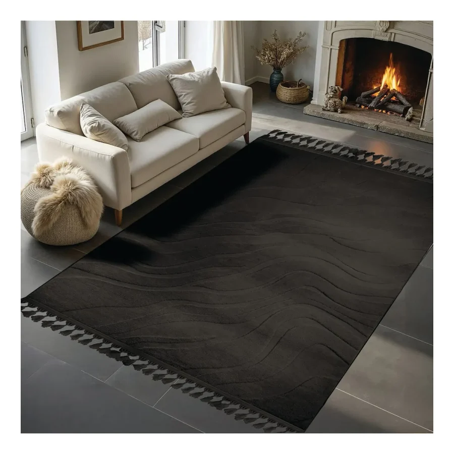 DİNARSU ALAÇATI PÜSKÜLLÜ PARÇA HALI 150X230 LOREY ANTRASİT