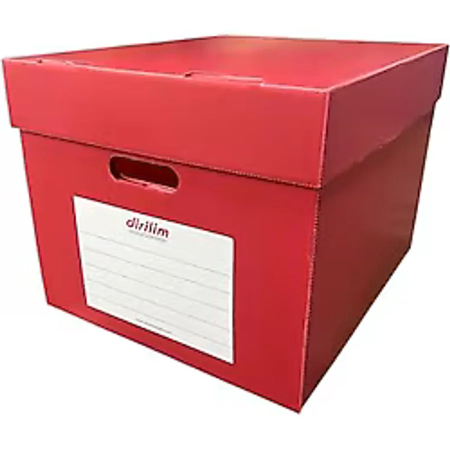 Dirilim Plastik Arşiv Kutusu 41x35x30H geniş 5 klasör kapasiteli gri renkli oluklu plastik arşiv ve taşıma kutusu sağlan ve suya dayanıklı corrugated plastic sheets (kırmızı)