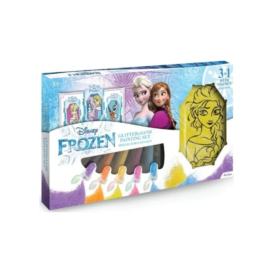 Disney Frozen Karlar Ülkesi Elsa, Anna, Olaf Çerçeveli Kum Boyama Seti-Red Castle TS-01