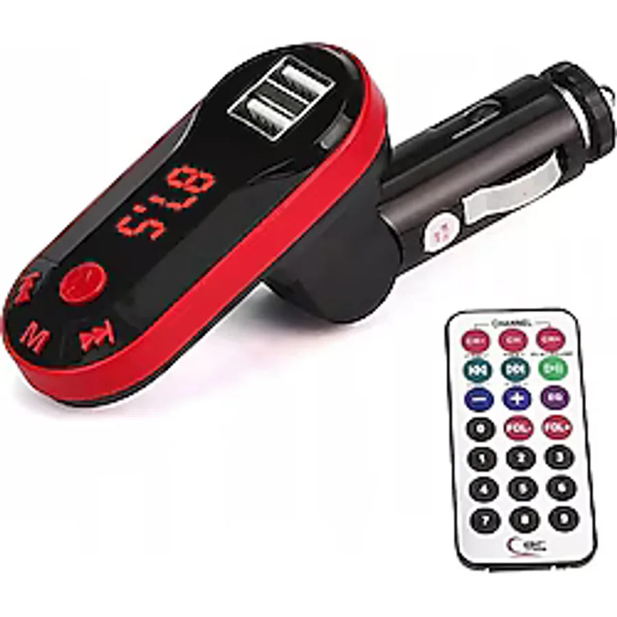 Divex Kumandalı Çakmaklık Girişli Araç Fm Transmitter Bluetooth 2xusb - Sd Kart Kırmızı DT-600