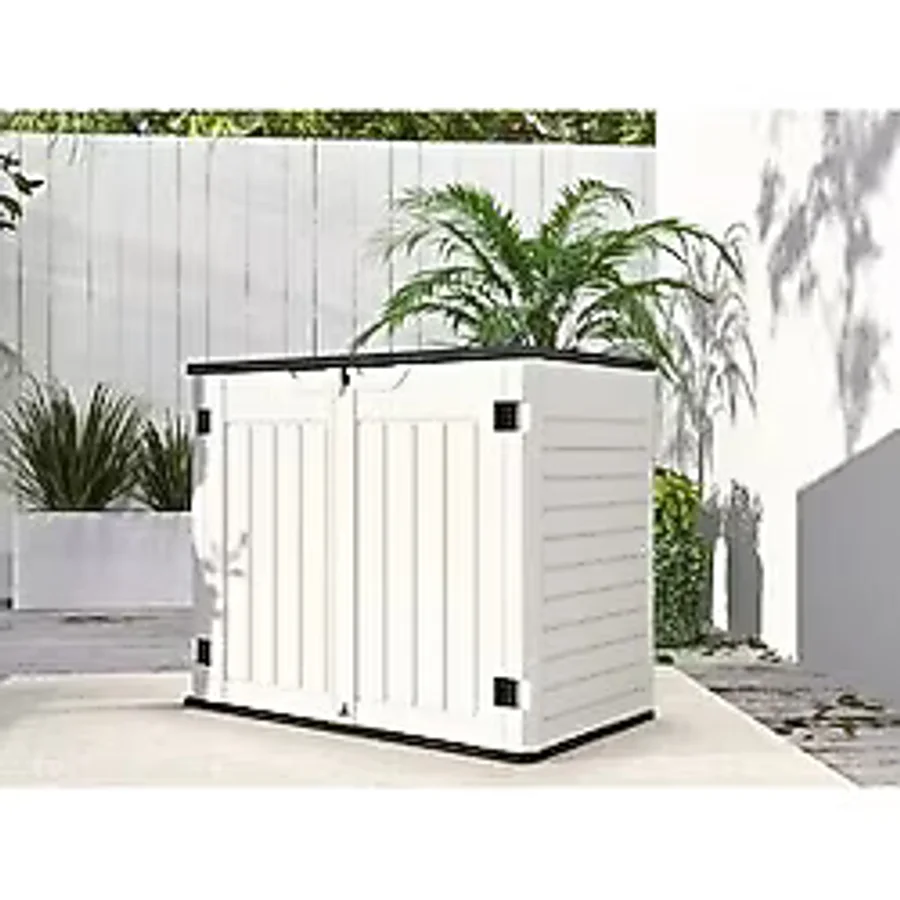 Divona Home C030 Hdpe Bahçe Balkon Depolama Dolabi 760 Litre (g 127,5 X D 74 X Y 105 Cm ) GRİ RENK SİYAH DETAYLI