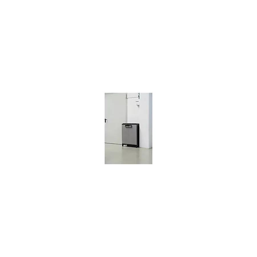 Divona Home TOOMAX Smart Plastik Kısa Bahçe Depolama Dolabı ( 66 cm x 40 cm x 88 cm ) GRİ RENK SİYAH DETAYLI