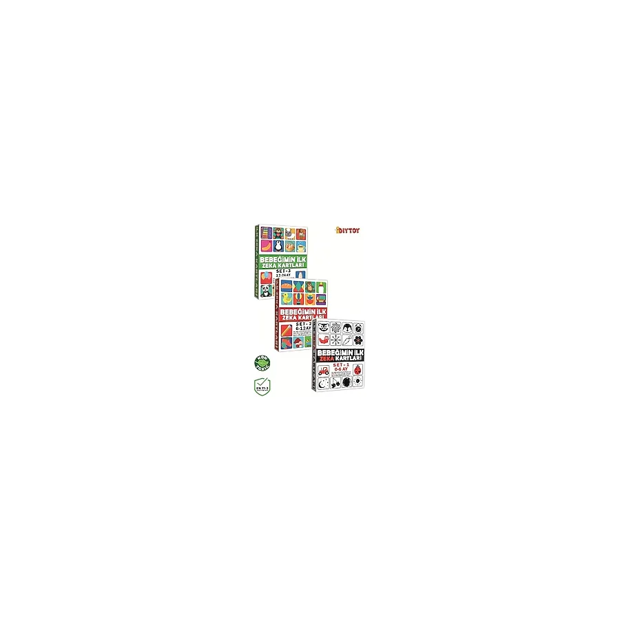 DIYTOY Diy Toy Eğitici Bebeğimin İlk Zeka Kartları 3'lü Set Eğlenceli Tasarım ile Zeka Geliştirici Oyun