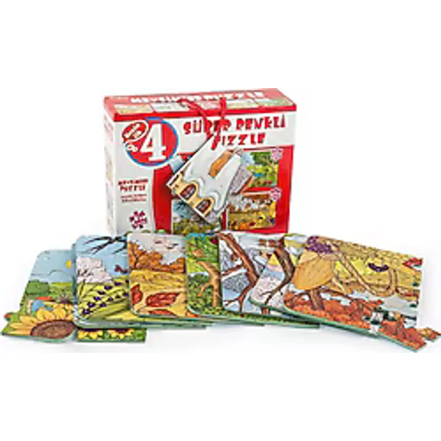 Diytoy Mevsimler Süper Renkli 4'lü Puzzle