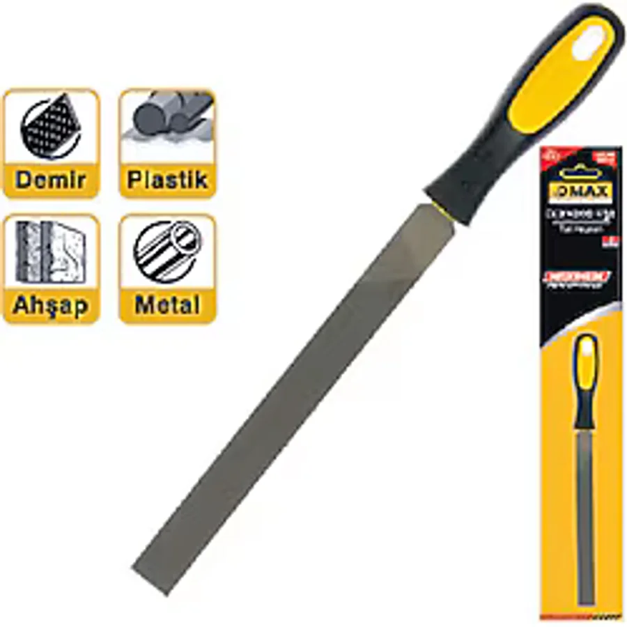 DMAX Yassı Eğe 8" Saplı Blister Ambalajında