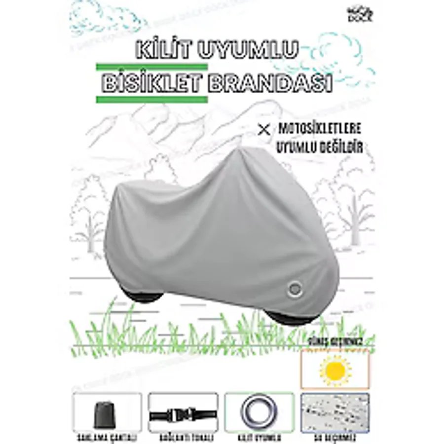 Dock GRİ KİLİT UYUMLU BİSİKLET BRANDASI (SU VE GÜNEŞ GEÇİRMEZ)