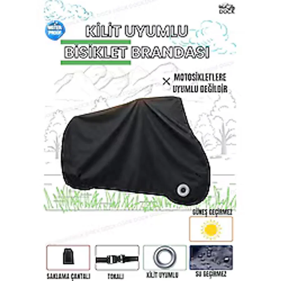 Dock SİYAH KİLİT UYUMLU BİSİKLET BRANDASI (SU VE GÜNEŞ GEÇİRMEZ)