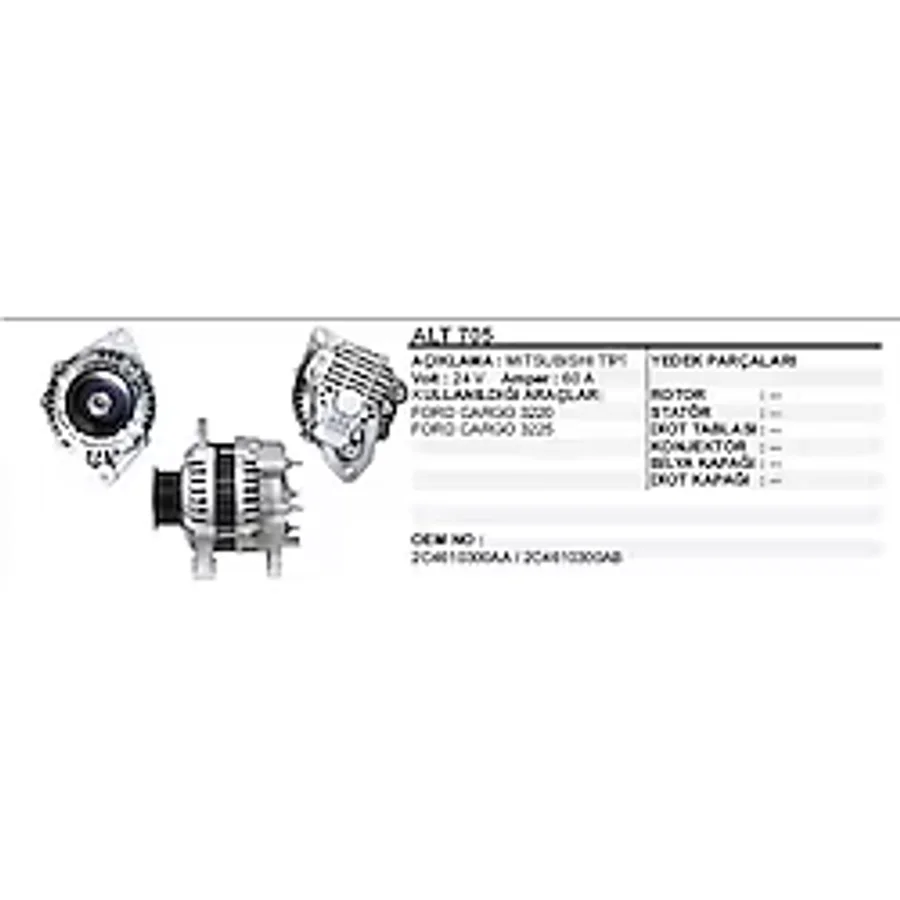 Dodo Alternatör 24V 60 A Ford Kargo 3225 / 3227 Mıtsubıshı Tip